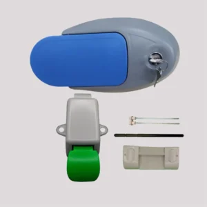 Fechadura Horizontal Com Chave Cinza/Azul