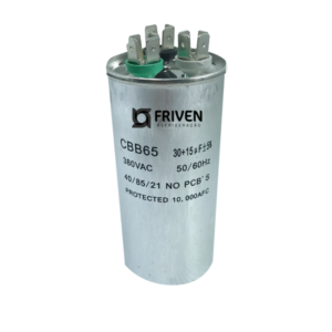 Capacitor Duplo 30 + 15 UF 380V Alumínio CBB65 - Friven