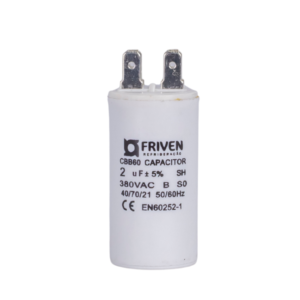 Capacitor Permanente 2UF 380V Termoplástico CBB60 - Friven
