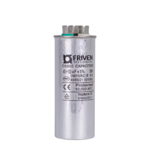 Capacitor Duplo 45 + 10UF 380V Alumínio CBB65 - Friven