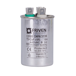 Capacitor Duplo 15 + 2UF 440V Alumínio CBB65 - Friven