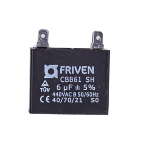 Capacitor Preto Quadrado 6Uf 440V Cbb61 - Friven