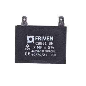 Capacitor Preto Quadrado 7Uf 440V Cbb61 - Friven