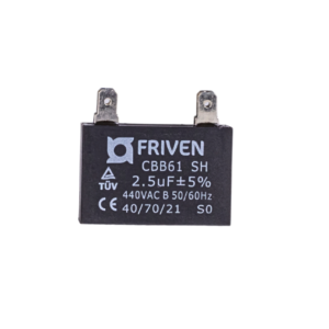 Capacitor Preto Quadrado 2,5UF 440V CBB61 - Friven