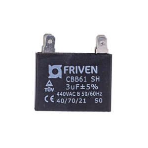 Capacitor Preto Quadrado 3UF 440V CBB61 - Friven