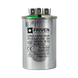 Capacitor Duplo 20 + 1,5UF 380V Alumínio CBB65 - Friven